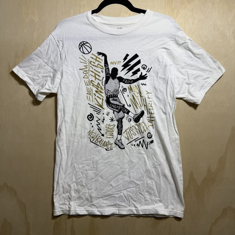 New Balance Graphic Basketball T Shirt Men’s Medium White Athletic Tee